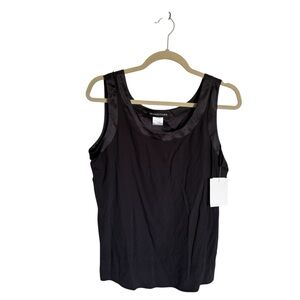 Transitions Large Black Silk Sleeveless Goth Casual Date Night Blouse Tank NWT